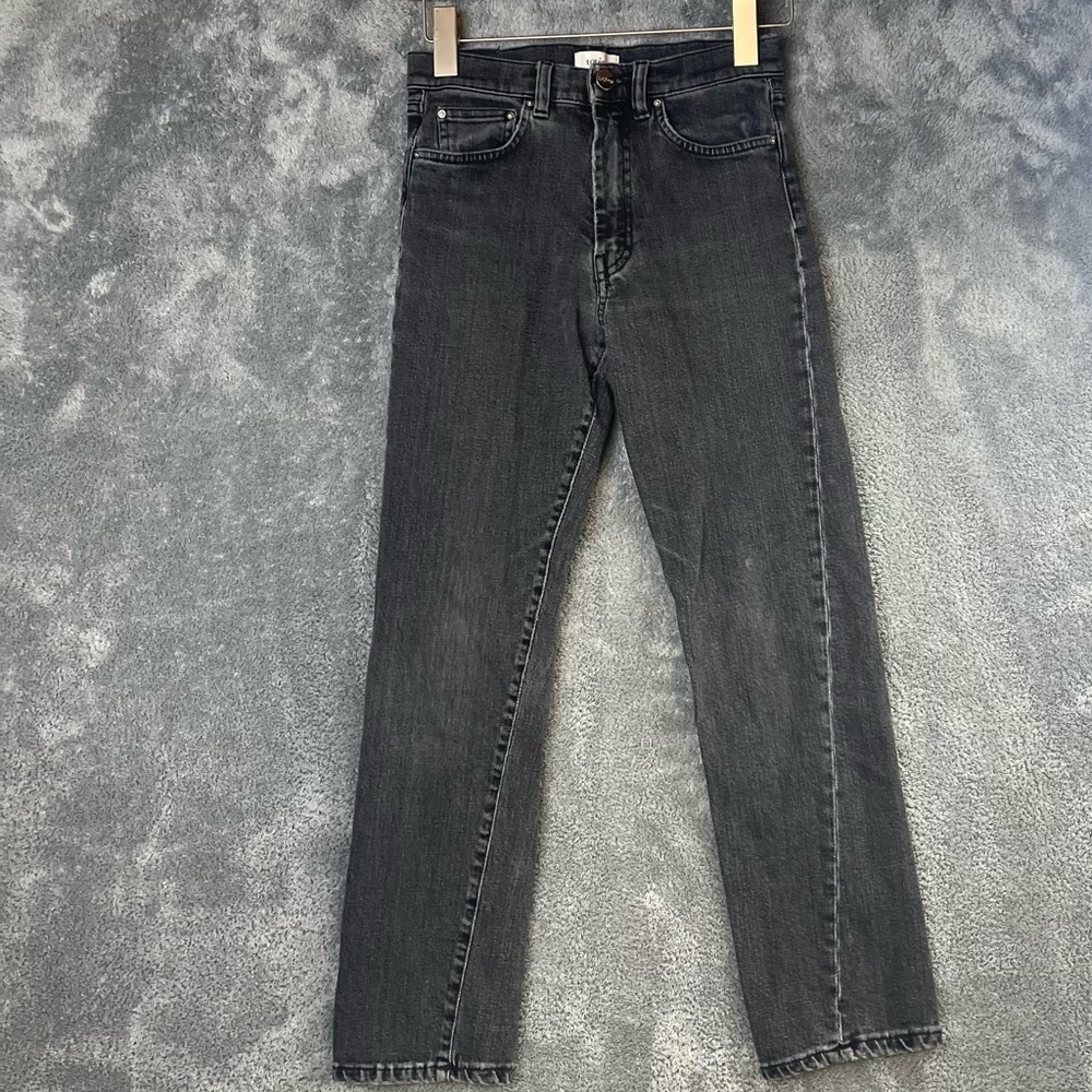 Toteme Crop Twisted Seam Straight Leg Faded Black 24 W 25 L Stretch Denim Jean - Picture 14 of 16